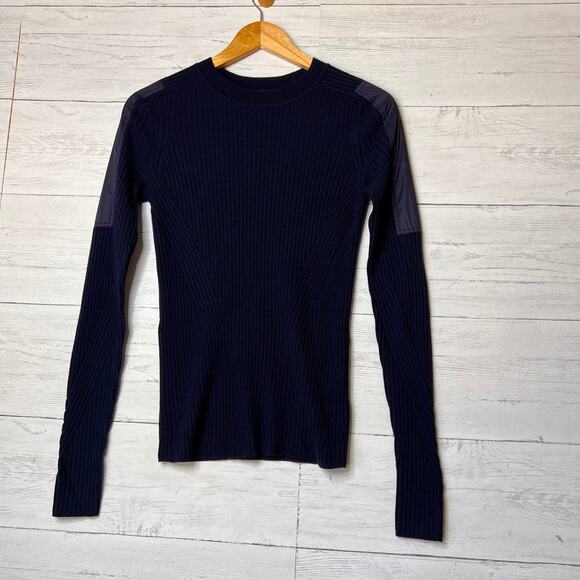 Rag & Bone Sweater Womens Size S/P Navy Emory Ribbed Long Sleeve Crew Neck - Picture 1 of 16
